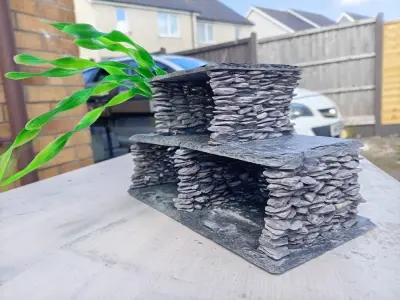 3 cave natural slate hide decoration with plant detail 4